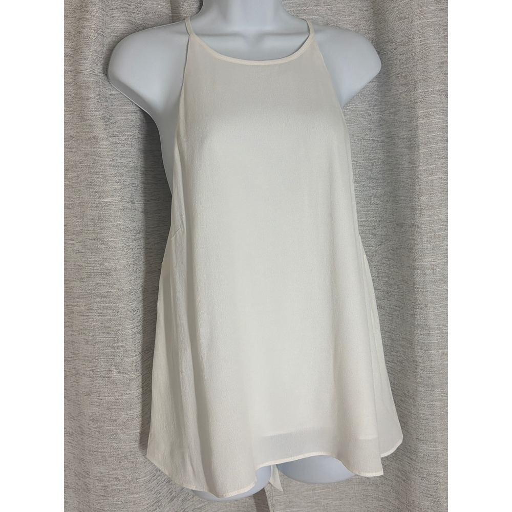 Gentle Fawn Womens White High Neck Tie Back Sleeveless Blouse Tank Top Large NWT